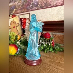 Vintage Enesco Blue Angel Figurine with Harp Collectible